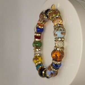 Murano Glass Colorful‎ Stretchy Beaded Bracelet